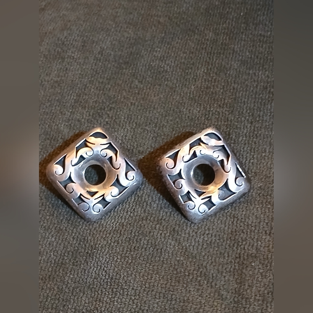 Sterling Silver Square Decorative Earrings